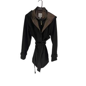 Croft & Barrow Size Medium Brown Trench Coat W Belt Button & Zip